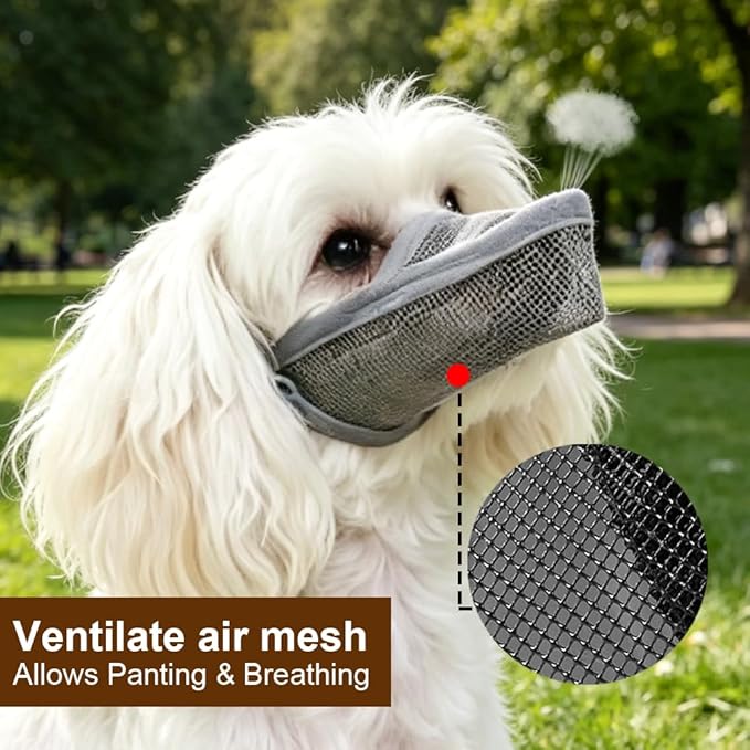 Crazy Felix Nylon Dog Muzzle for Small Medium Large Dogs Dachshund Beagle Poodle Labrador, Air Mesh Breathable and Drinkable Pet Mouth Guard for Anti-Biting Chewing Scavenging(XS, Grey)