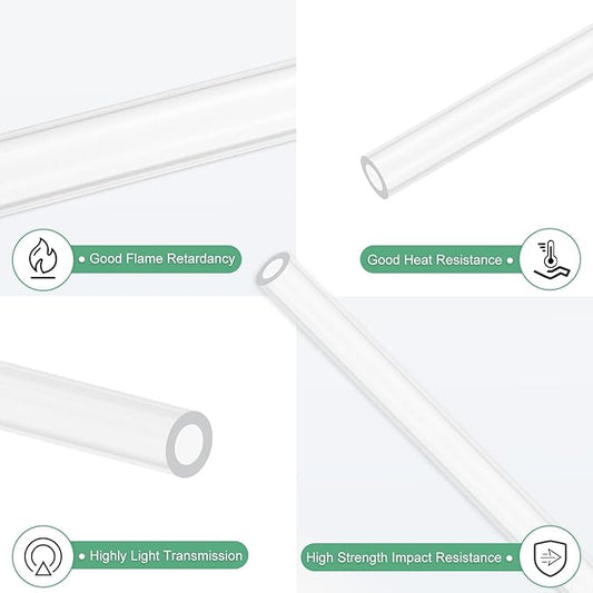 M METERXITY Clear Plastic Tube, 3mm[0.12"] ID x 5mm[0.2"] OD High Impact Rigid Polycarbonate Round Pipes for Water Plumbing/Lighting/Aquariums/Models, Plastic Tubing [305mm/12IN]