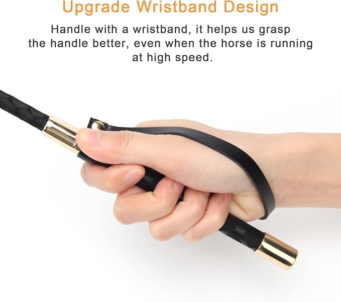Coolrunner Riding Crop for Horse, 18 Inch Horse Whip with PU Leather Equestrianism Horse Crop Double Slapper Horse Whip Black Crops for Horses