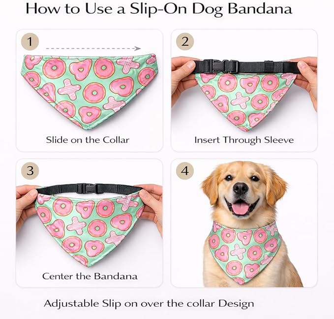 Luxury Satin Dog Bandana – Slip-On Collar Style, Premium Pet Scarf for Medium, Large & XL Dogs – Special Occasion Accessory (Collar Not Included) (Medium - Extra Large, XOXO)