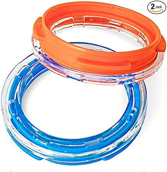 Ferplast Hamster Cage Play Tube | Two-Piece Spare Tube Plastic Connection Ring Piece, 2.4 Inch Diameter, Blue and Orange