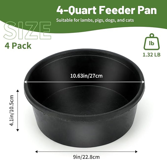 6Pcs Rubber Feed Pan, 1 Gallon Horse Feed Bucket Utility Feed Bucket, 10.6 x 4.1Inches Rubber Bowl Chicken Dust Bath Livestock Water Bowl for Pig Goat Chicken Dogs Farm Small Animal