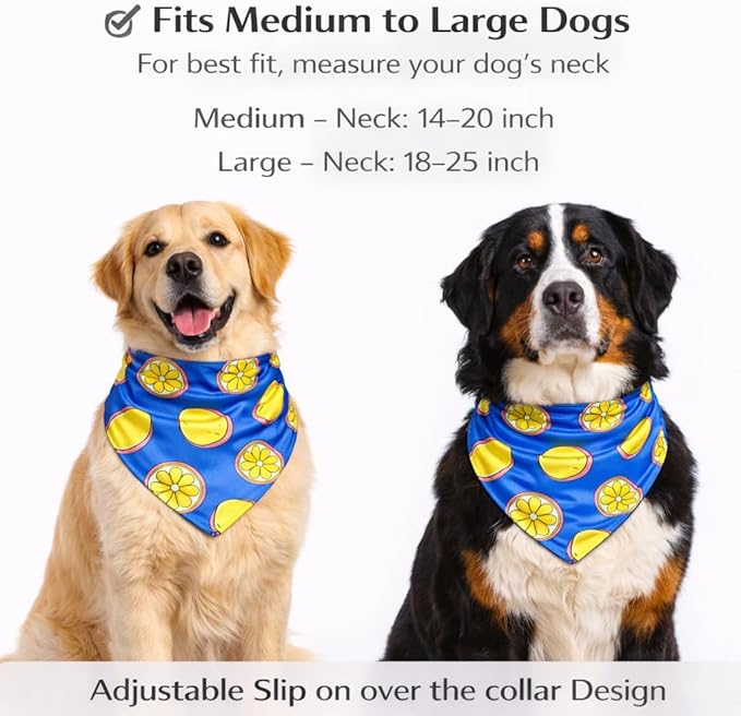 Luxury Satin Dog Bandana – Slip-On Collar Style, Premium Pet Scarf for Medium, Large & XL Dogs – Special Occasion Accessory (Collar Not Included) (Medium - Extra Large, Lemon Luxe - Satin)