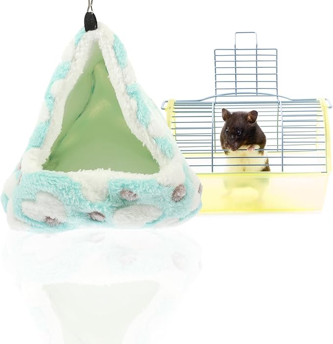 Cabilock Small Animal Warm Cotton Nest Bed, Comfortable Resting Place for Hamsters and Squirrels, 22x21cm Blue Sleeping House for Winter