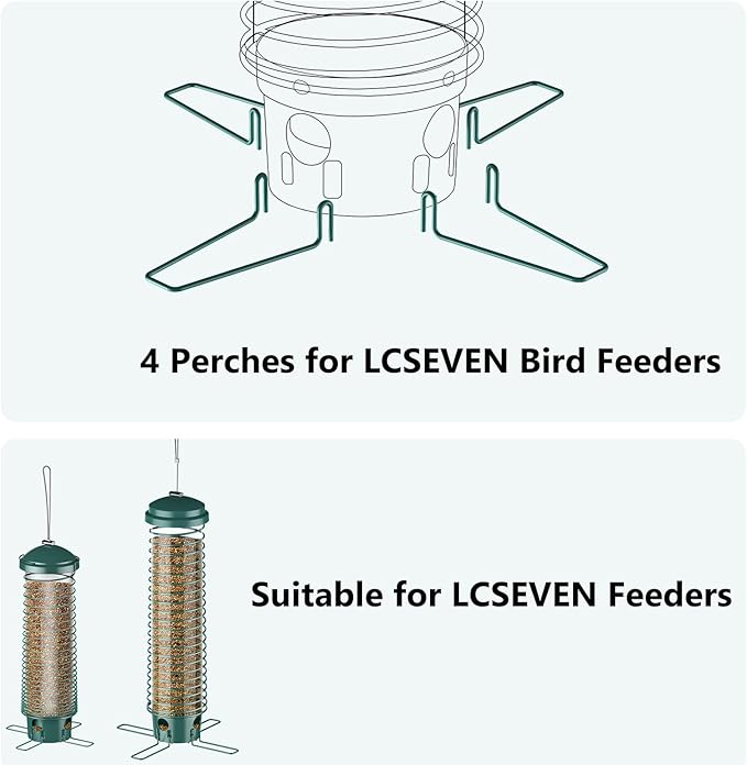 LCSEVEN Metal Feeding Ports Stands for Bird Feeder 4-Pack, Standing Perches for Feeders, Compatible With LCSEVEN Feeders