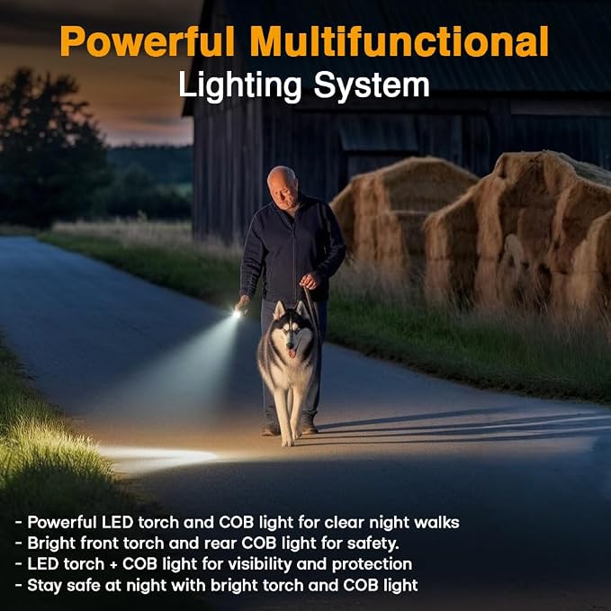 Superious Dog Bark Deterrent Device 4-in-1 Ultrasonic Anti Barking Control, 3X Ultrasonic Power, 6 Training Modes, 60FT Range, Indoor Outdoor, Rechargeable, IPX6 Waterproof, Compact with Flashlight