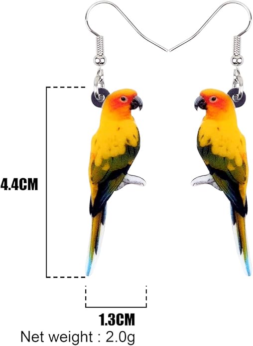 NEWEI Acrylic Cockatiel Gifts Cute Parrot Earrings Dangle for Women Bird Lovers Jewelry Ornament Charms