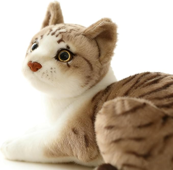 GUDVES Siamese Cat Stuffed Animal, Shorthair Cat Realistic Plush Cat Stuffed Toys, Gift for Kids 12inches (B)