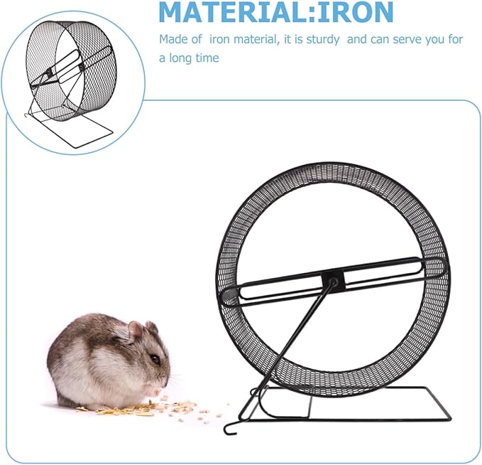 Mikikit Silent Hamster Running Wheel with Rack 11.02X10.23X5.90In Small Animal Exercise Toy for Hedgehogs Squirrels and Guinea Pigs Indoor Fitness