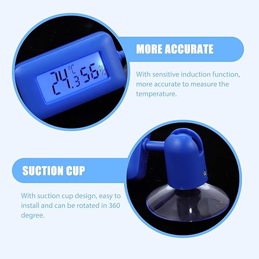 GALPADA Digital Reptile Thermometer and Humidity Monitor with 360° Rotary Suction Cup, Night Light Feature for Reptile Terrariums and Lizard Enclosures