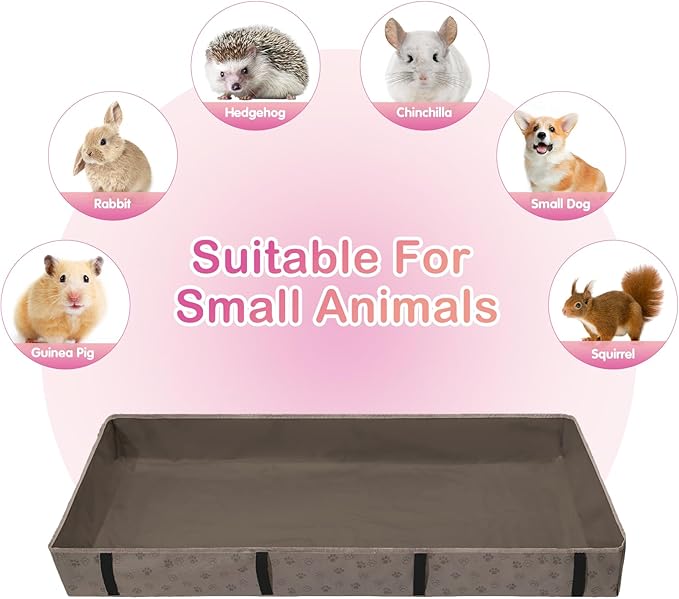 FunFurry Waterproof Guinea Pig Cage Liner,Washable Tarp Bottom Base,Cage Liners for Small Animals,Hamster Chinchilla Hedgehog Ferret Rabbit. (Tan Brown-Paw, 24" X 48")