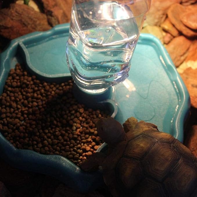 9oz Reptile Water Bottle, Turtle Automatic Feeders Waterer Food and Water Bowl pet Dispenser Bottle Feeding Dish for Lizard Tortoise Chameleon