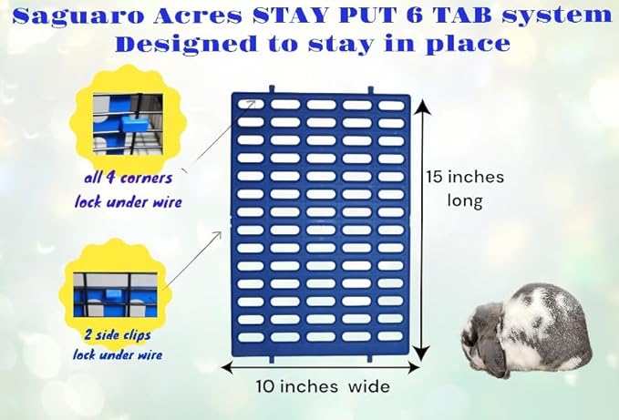 Saguaro Acres Rabbit and Small Animal Cage Resting Mat for Wire Floored Cages (Blue)