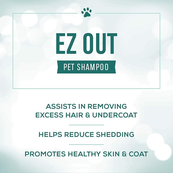 Nature's Specialties EZ Out Ultra Concentrated Deshedding Dog Shampoo for Pets, Makes up to 2 Gallons, Natural Choice for Professional Groomers, Removes Unwanted Hair, Made in USA, 16 oz
