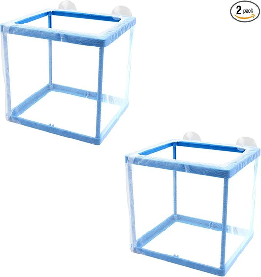 AQUANEAT Fish Tank Breeder 2 pcs Small Mesh Net Fry Saver Aquarium Spawn Hatchery Isolation with Suction Cups