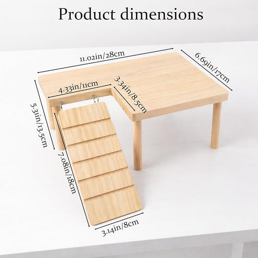 Hamster Platform, Small Wooden Hamster Cage Accessories, Elevated Resting Area for Hamster Cages, Pine Material Construction for Small Animal Habitats