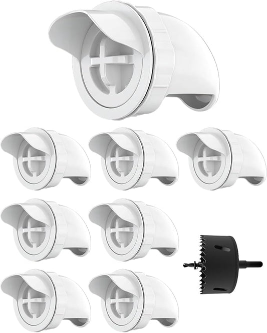 [8 Pack] Aopchry Automatic Chicken Feeder (White), Chicken Feeders No Waste Feed, Egg Shaped Thickened Design, Rain-Proof, Suitable for Various Poultry, with Mounting Hole Opener