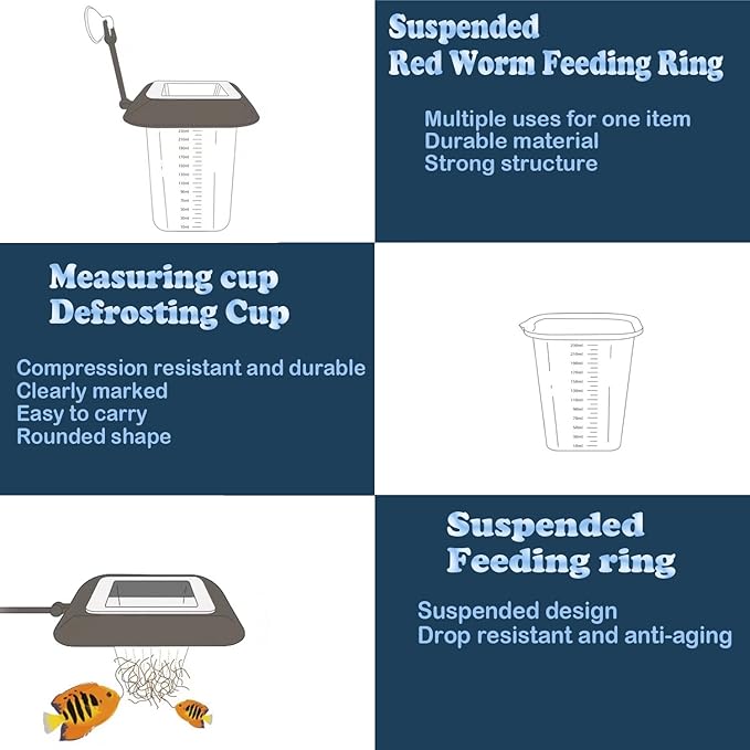 Dbeans Floathng Aquarium Fish Feeder, Red Worm Cup, Multiple Pets