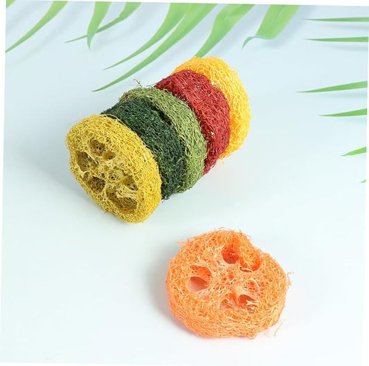 COLLBATH 6 Pcs Large Hamster Loofah Chew Lotus Root Slice Shape Pet Chewing for Rabbits and Small Animals Natural Molar Care Tools for Teeth Cleaning and Oral Health Random Color