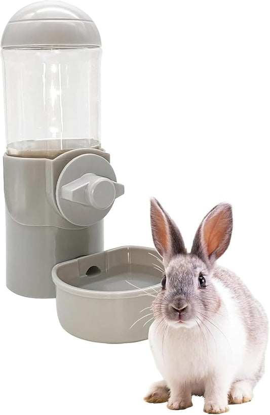 Tfwadmx Rabbit Watter Bottle 17oz Dispenser No Drip Small Animal Cage Water Feeder Bowl Hanging Guinea Pig Automatic Water for Bunny Chinchilla Hedgehog Ferret (Grey)