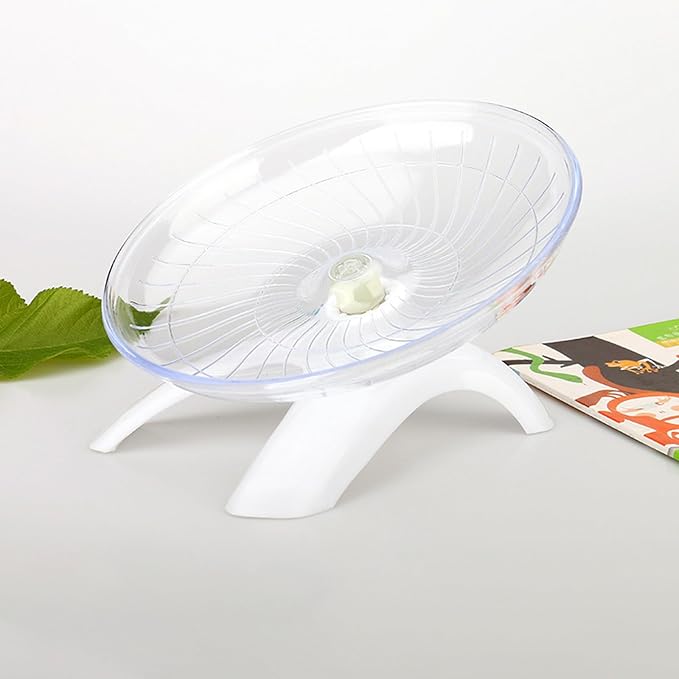 7" Small Animal Flying Saucer Running Wheel, Does not Produce Noise, for Hamsters, Hedgehogs, Guinea Pigs, and Other Small Animals to Ensure The Safety of Sports (White)
