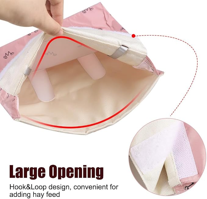 DONGKER Rabbit Hay Feeder Bag,Polyester Hay Feeding Storage Bag with 2 Hooks Foldable for Chinchilla Hamsters Rabbit Guinea Pig Small Animals