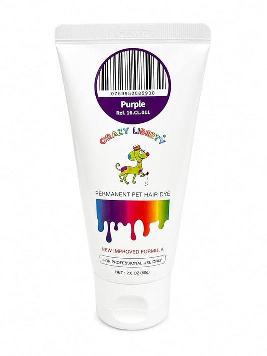 CRAZY LIBERTY Permanent Hair Dye for Dogs and Horses, 4 and 2.8 oz Tubes. (Purple)