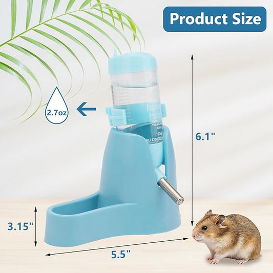 Litewoo 3 in 1 Hamster Water Bottle Small Animal Water Bottle with Food Container Base Hut Hanging Pet Automatic Feeding Drinking Dispenser for Dwarf Hamster Rats Mouse Gerbil Mice