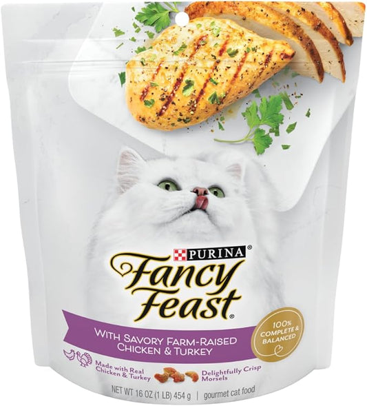 Fancy Feast Purina with Savory Chicken & Turkey Dry Cat Food, 16 OZ
