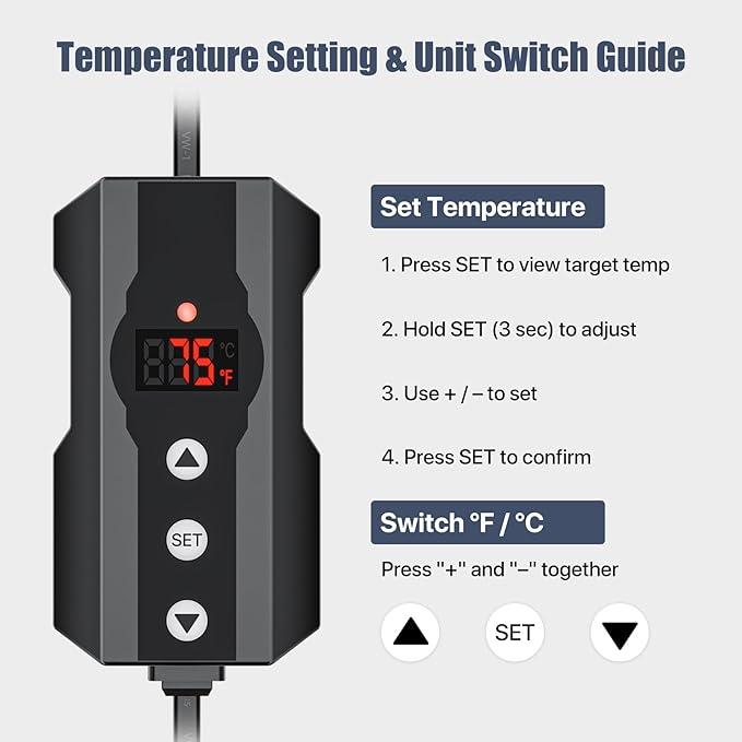 5.5" Deep Dome Reptile Heat Lamp Fixture with Clamp, PID Digital Thermostat Controller Kit, E26 Ceramic Socket UVA UVB Basking Bulb Holder for Terrariums, Bearded Dragons and Turtles