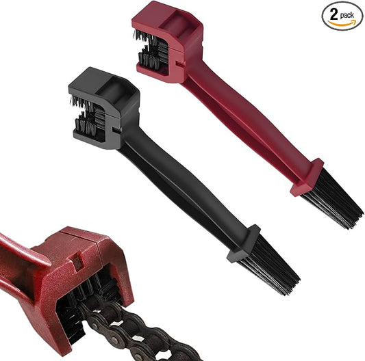 2 PCS Bike or Motorcycle Chain Washer, Motorcycle Chain Cleaning Kit, Motorbike Gear Dirt Stain Cleaning Brush, Bicycle Washer Cleaner Brush Tool for Bicycle Mountain Bike (Red+Black, 2PCS)