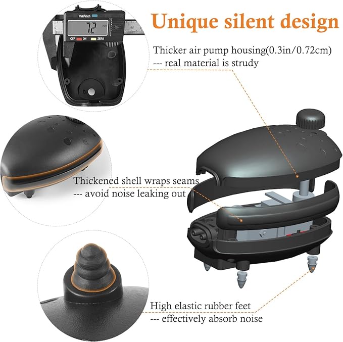 HITOP 3W 80GPH Adjustable Aquarium Air Pump, Upgrade Quiet Oxygen Pump, Powerful Air Aerator for Fish Tank up to 120 Gallon