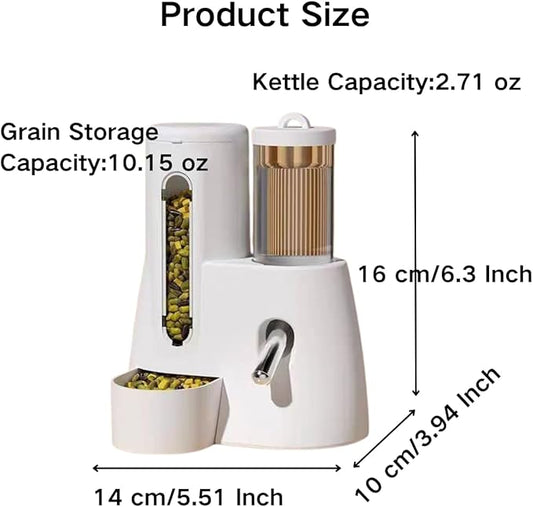 2 in 1 Rabbit Food Water Dispenser, Guinea Pig Water Bottle, Large Capacity Bunny Feeder for Cages, Automatic Bunny Feeder, for Rabbit Ferrets Guinea Pigs Hedgehog Hamsters Small Animals (White,S)