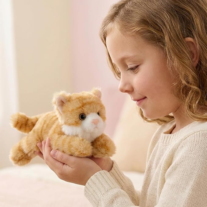 Cute Orange Cat Stuffed Animal Plush Toy - Weighted & Soft, Cute Small Plushie Gift for Kids, Girls, Boys, Adults. 8 inches