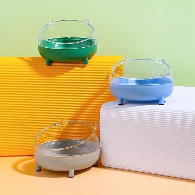 Hamster Food Bowl Elevated Tilted Pet Feeder Sand Bathtub Reduces Neck Strain for Small Pet Ferrets Dwarf Hamsters Gerbils Mice Puppies (Green)