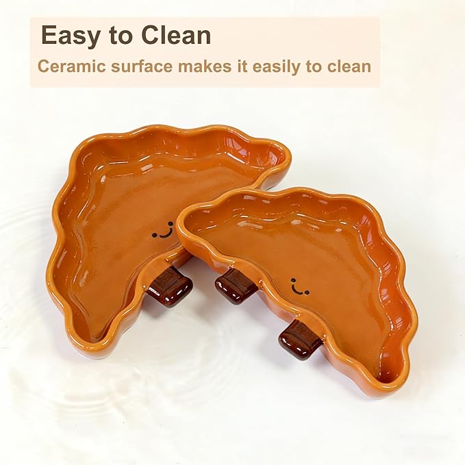 2PCS Hamster Bowl, Bread Shaped Hamster Food Dish Ceramic Food Water Feeding Bowl Small Animal Bowls for Gerbil Rat Hedgehog (Triangular Bread)