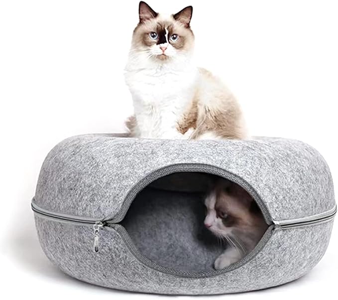 Thicken Felt Round Bed Warm Soft Tunnel Tube Small Pet Detachable Design Easy to Large Capacity Winter Pet Bed