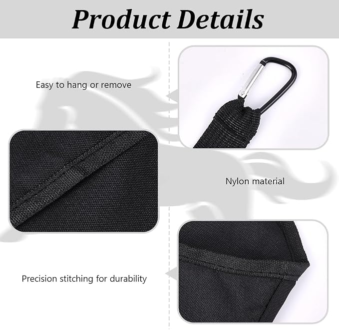 WEBEEDY 4 Pcs Horse Feed Bag Trailer Hanging Bucket Bag for Water Bucket, Horse Trailer Hanging Organizer with Strap for Stable Barn Pasture Use Horses Feeding Accessories Supplies, Black