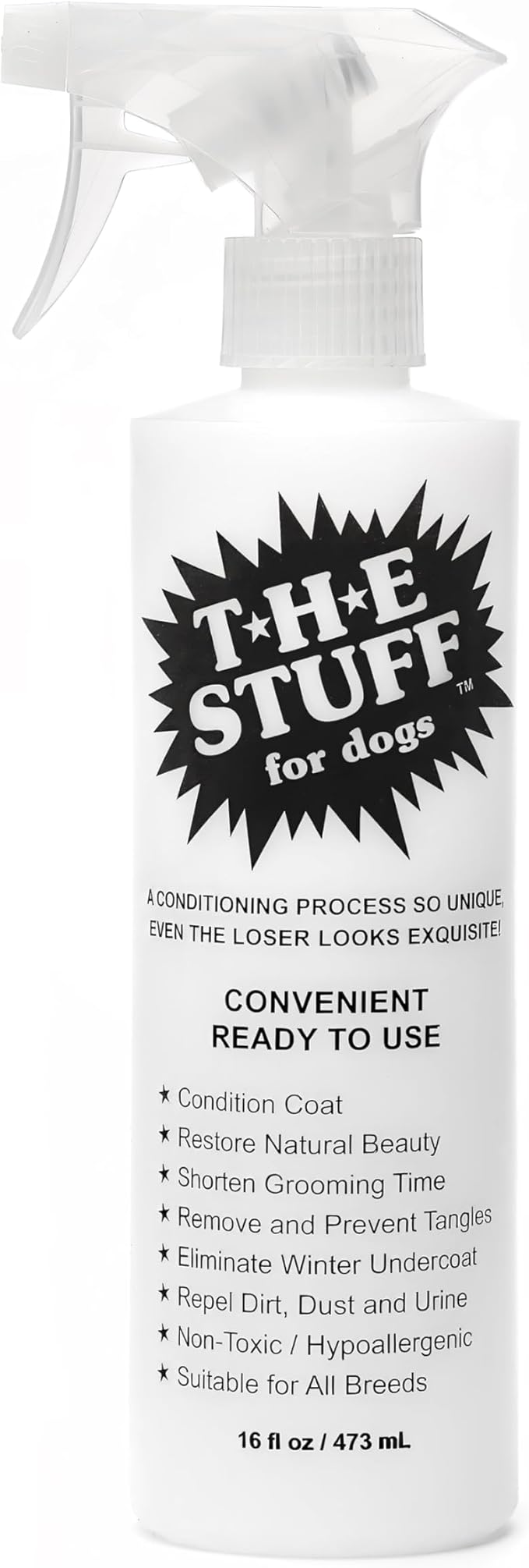 The Stuff Leave-in Dog Conditioner and Detangler Spray | 16oz Ready to Use | Perfect Solution for Managing Matted Dog Hair Dog Detangling and Dematting Spray