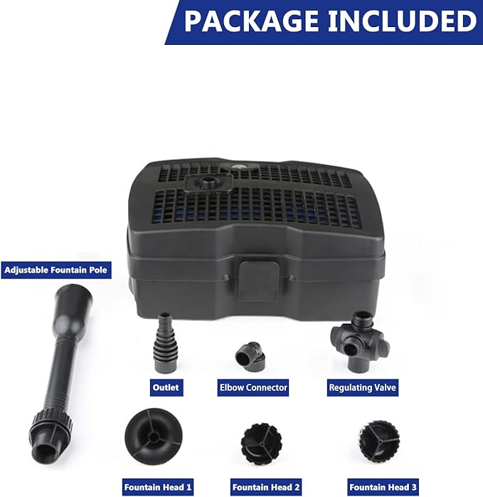 TOPWAY 660GPH 4 in 1 Submersible Aquarium Garden Pond Filter Water Outdoor Fountain Pump w/9W-Sterilizer for Cleaning System