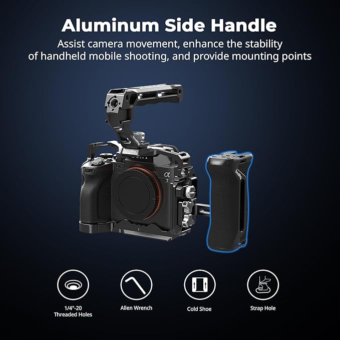 SmallRig HawkLock Quick Release Cage Kit for Sony Alpha 7R V/Alpha 7 IV/Alpha 7S III/Alpha 1 / Alpha 7R IV/Alpha 7 V, Full Cage with Top & Side Handle, Cable Clamp (Upgraded Version)