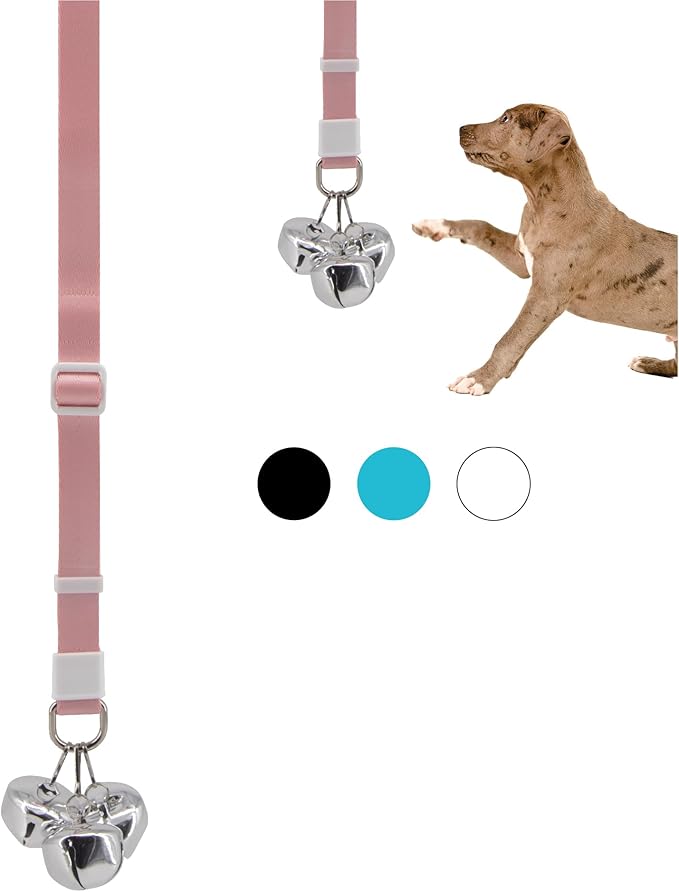 SVD.PET Puppy Bell Doorbell, Dog Bell for Potty Training, Attach to doorknob or Anywhere Near the Door, Length and Height Adjustable (Pink)