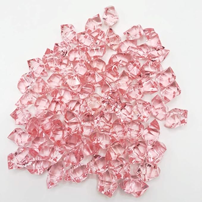 Ivie Colorful Crystal Stone Acrylic Glass Transparent Stone for Fish Tank,Aquarium,Terrariums,Vase,Plants,Garden Decoration (200grams) (pink)