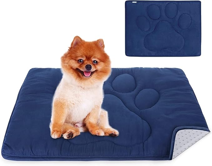 Dog Crate Pad(18"x 24"), Great Mat with Anti-Slip Bottom for Pet Sleeping, Breathable Dog Crate Bed Kennel Pad,Dark Colored to Hide Stains, Washable, Navy