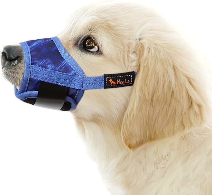 HEELE Dog Muzzle,Soft Nylon Muzzle Anti Biting Barking Chewing,Air Mesh Breathable Drinkable Adjustable Loop Pets Muzzle for Small Medium Large Dogs 4 Colors 4 Sizes (P-Sky Blue, XS)