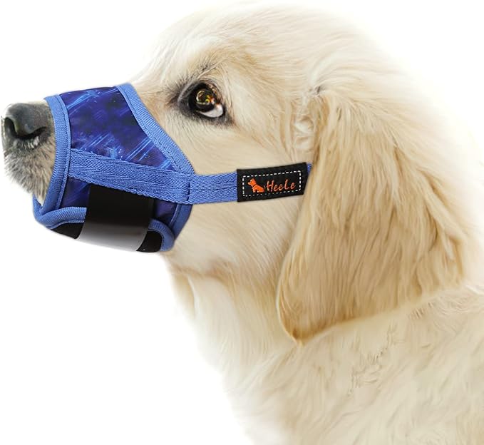 HEELE Dog Muzzle,Soft Nylon Muzzle Anti Biting Barking Chewing,Air Mesh Breathable Drinkable Adjustable Loop Pets Muzzle for Small Medium Large Dogs 4 Colors 4 Sizes (P-Sky Blue, L)