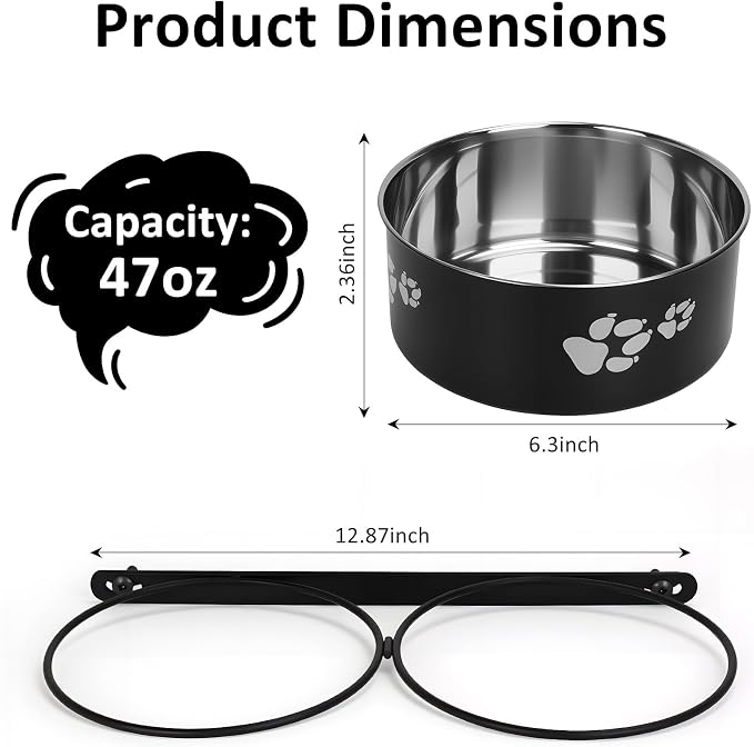Kennel Water Bowl Hanging, 2 Pack Dog Crate Bowls, No Spill Dog Crate Water Bowl, Food Bowls for Kennel Cage Crates Mountable, 6.3*6.3*2.75 inches for Medium and Small Dog Cat Bunny Guinea Pig Ferret