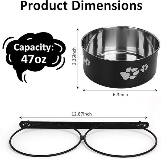 Kennel Water Bowl Hanging, 2 Pack Dog Crate Bowls, No Spill Dog Crate Water Bowl, Food Bowls for Kennel Cage Crates Mountable, 6.3*6.3*2.75 inches for Medium and Small Dog Cat Bunny Guinea Pig Ferret