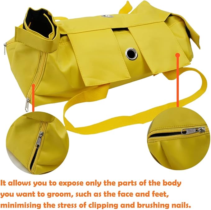 Cat’s Restraint Bag for Claw Care Nail Trimming Anti-Scratching Grooming Bag for Cats Medical Examination(Yellow-s)