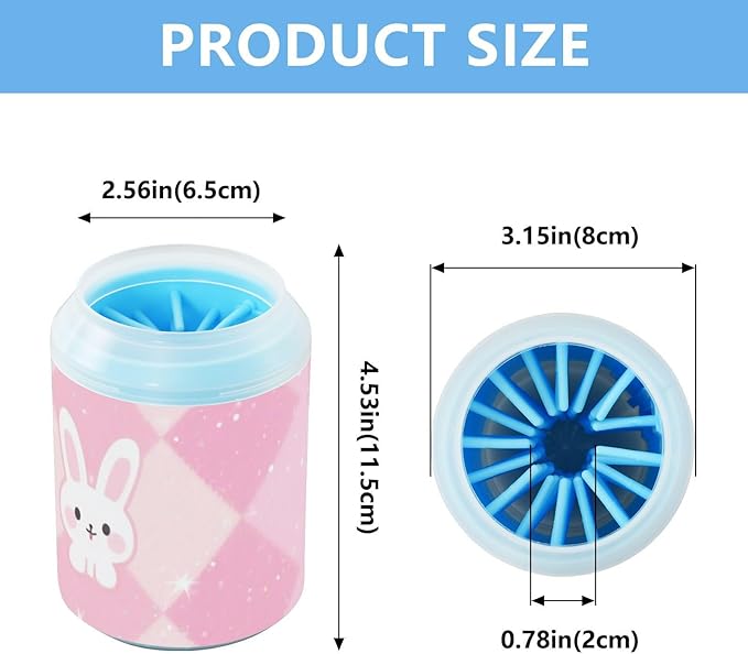Pastel Rabbit Peach Reusable Dog Cleaner Washer and Massager Soft Silicone Bristles Feet Cleaning Kit for Dogs Cats para Perros